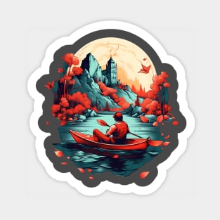 Kayaking down the river Sticker